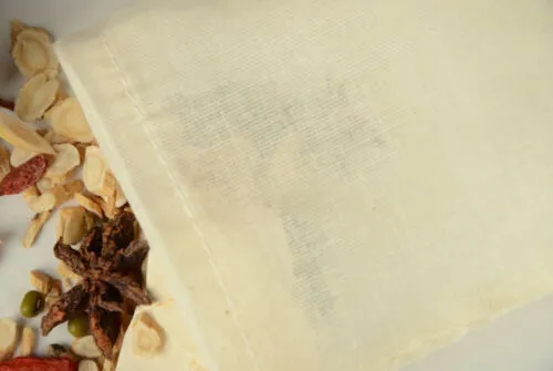 (100) 6x8 inch 15x20 cm Natural Cotton Muslin Drawstring Bags Tea Spice Herb