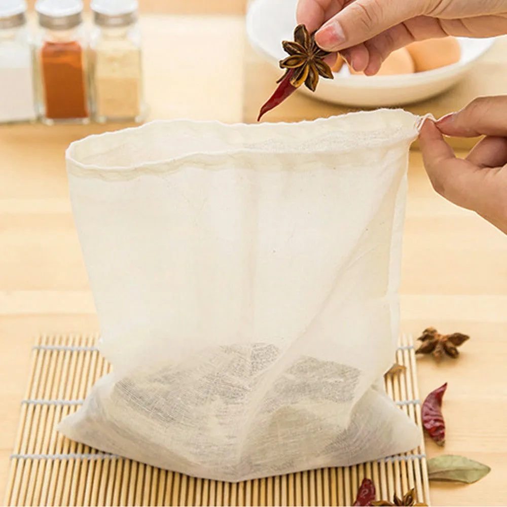 (100) 6x8 inch 15x20 cm Natural Cotton Muslin Drawstring Bags Tea Spice Herb