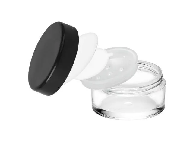 .66 oz Clear jars/ Black cap with / sifters & liners 72-SETs
